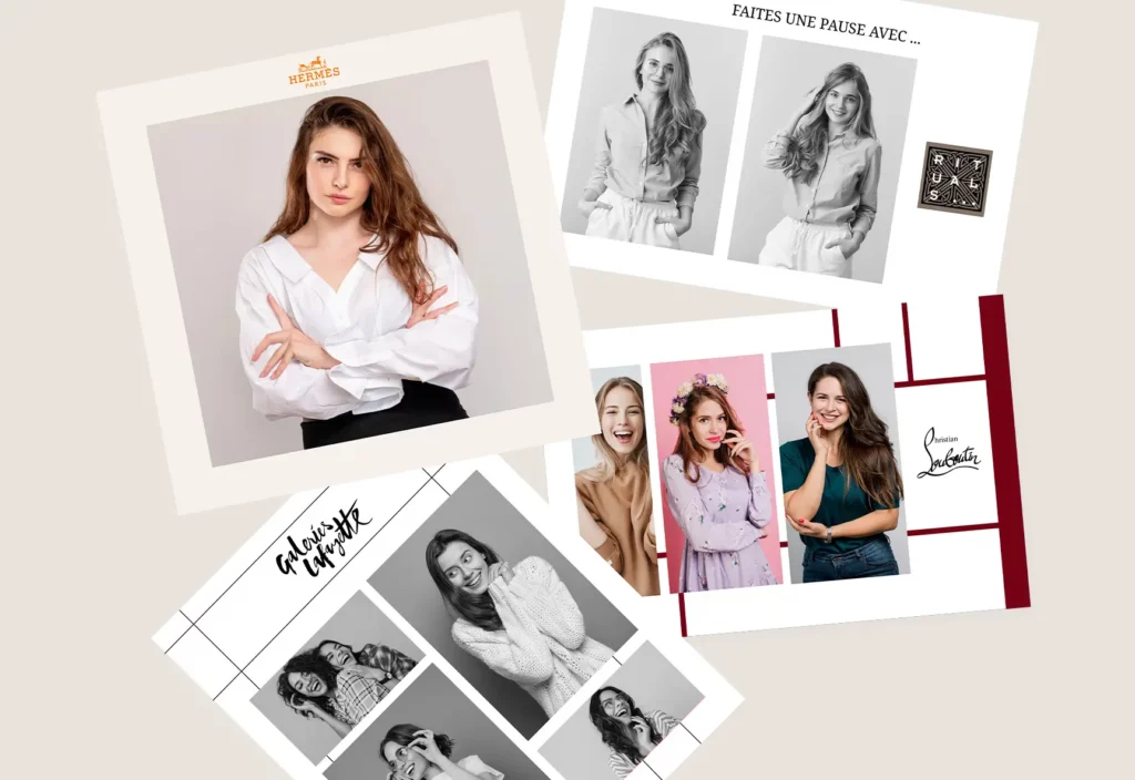 Exemples de templates photo personnalisés pour activations marketing et événements de marques.